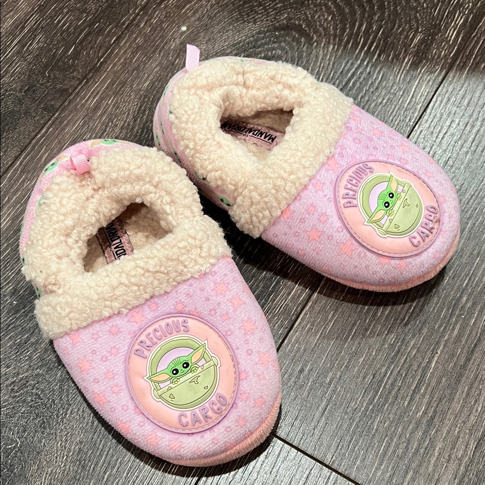 Star Wars Pink Kids Slippers with Grogu Patch